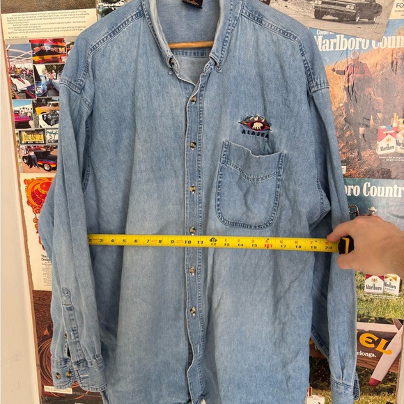 Men's Denim Button-Up Shirt - Picture 3 of 5
